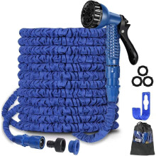 Expandable Garden Hose Pipe Green/Blue 50-100ft Flexible Expanding Magic Hose with 3/4", 1/2" Fittings,Garden Hose with 7 Function Spray Nozzle Sucasa