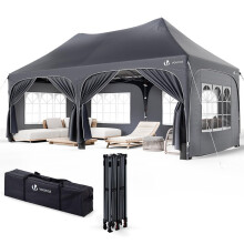VOUNOT 3mx6m Pop Up Gazebo with 6 Removable Sidewalls & 6 Weight Bags, Carry Bag Included - Marquee Garden Party Tent Outdoor, Waterproof, Anti-UV,