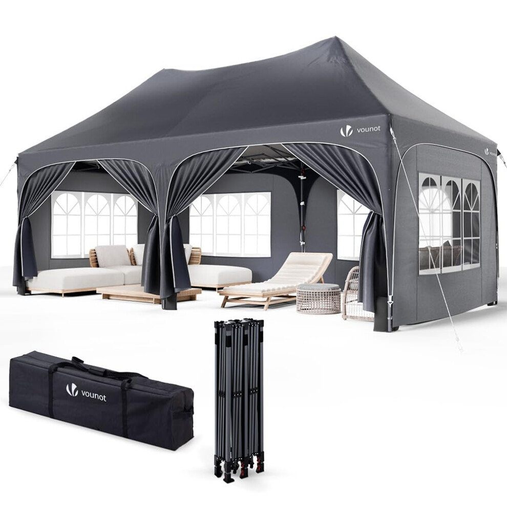 VOUNOT 3mx6m Pop Up Gazebo with 6 Removable Sidewalls & 6 Weight Bags, Carry Bag Included - Marquee Garden Party Tent Outdoor, Waterproof, Anti-UV,