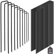 Elekee Garden Pegs (100 Pack) - U-Shaped 6 Inch/150mm Securing Stakes for Artificial Grass Pins, Weed Membrane Pegs, Ground Hooks, Matting Staples,