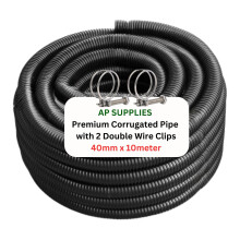 Flexible Pond Hose Corrugated Pipe with 2 Clips - Double-Wired Hose Clips for Pond Pumps, Filters, Drainage ? Corrugated Water Butt Connector Pipe -