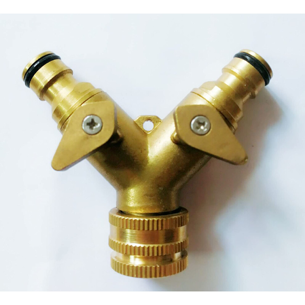 DH-Link Brass Garden Hose Pipe Tap Adaptor Twin Hose Pipe Connector Dual Splitter