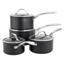 ProCook Professional Granite Non-Stick Saucepan Set (4 Piece) Induction Pans, 25 Year Guarantee