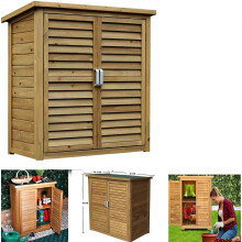 FEFE? Wooden Outdoor Garden Lawn Cabinet Tool Shed Shelf Cupboard Storage Shed Outdoor Storage Shed Chest Double Doors with Shelf Hinged Roof Compact