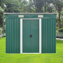 8 X 4 ft Metal Garden Shed Steel Sheds Outdoor Garden Tools Storage Shed(Green)
