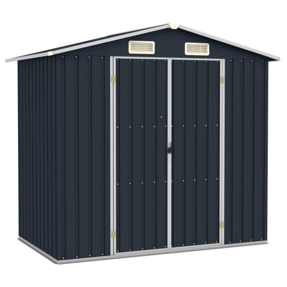 vidaXL Garden Shed Patio Lawn Storage House Cupboard Outdoor Tool Store Shelter Shed Cabinet Foundation Organiser Anthracite Galvanised Steel