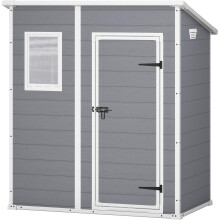 Keter Manor Pent Outdoor Plastic Garden Storage Shed, Grey, 6 x 4 ft