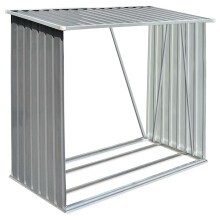 vidaXL Garden Log Storage Shed Galvanized Steel 64.2"x32.7"x60.6" Gray Timber