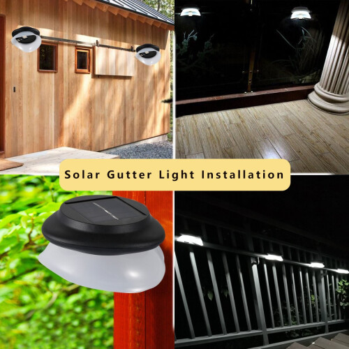 SMY Lighting Solar Gutter Lights Outdoor Upgraded IP55 Waterproof 9-LED Gutter/Fence Lights with Adjustable Bracket 2