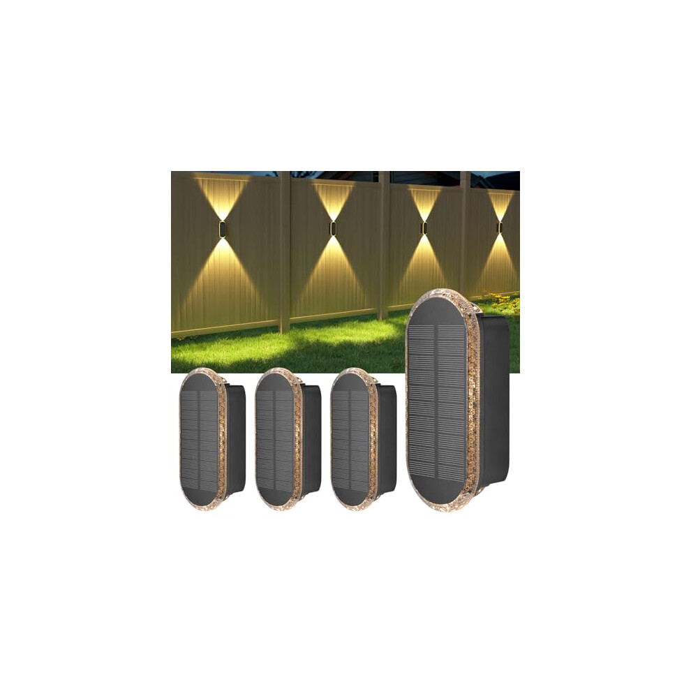 Ellasay Solar Fence Lights Outdoor Garden,3000K/4000K/6500K 3 Modes Brighter Garden Lights Solar Powered Waterproof Ip67,Solar Wall Lights Outdoor For