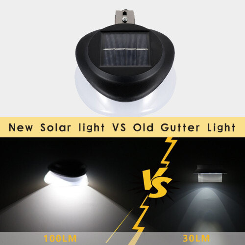 SMY Lighting Solar Gutter Lights Outdoor Upgraded IP55 Waterproof 9-LED Gutter/Fence Lights with Adjustable Bracket 1