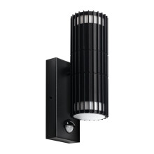 Kerry Outdoor Motion Sensor Wall Lights, Harfa Up Down Outside Lighting Mains Powered, IP44 Black Aluminum Light, Exterior PIR Detector Security