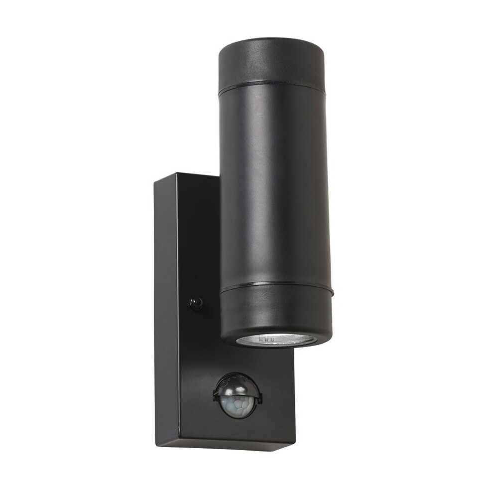 Modern Black External Up/Down Outdoor Security PIR Motion Detector Wall Light IP44 Rated