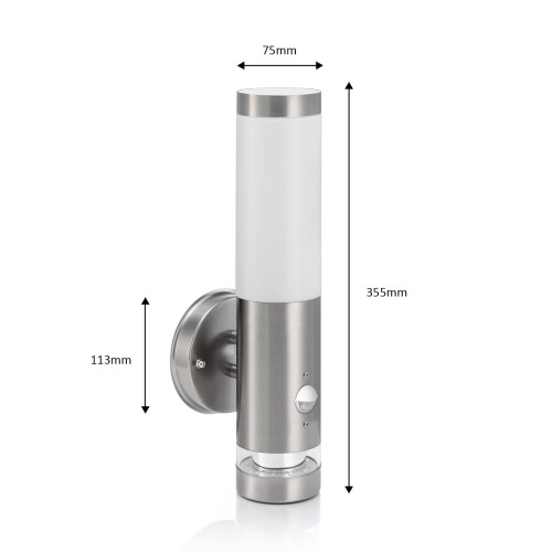 Auraglow Brushed Chrome Dual Function PIR Infrared Motion Sensor Detector LED Wall Light (Cool White) 2
