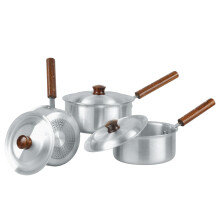 Induction Base Saucepan Set 3 Pieces - Aluminium Milk Pan 16cm 18cm 20cm Saucepot/Cooking Sticky Sauces, Warming Milkpan Bakelite Handle