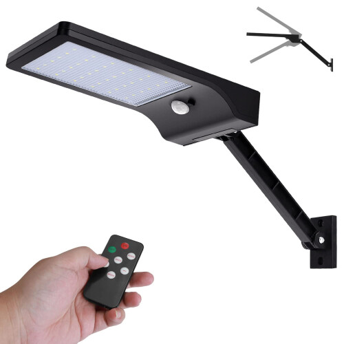 Solar Lights Outdoor, Angle Adjustable Solar Security Lights Remote Control Solar Wall Light IP65 Waterproof Solar Powered Lights, Dimmable Motion