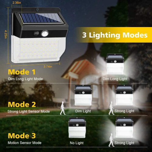 CUQOO 136 LED Motion Sensor Solar Security Lights with 3 Modes ? IP65 Waterproof Motion Sensor Lights Outdoor | 270? Wide Angle Sensor Range | Super 1