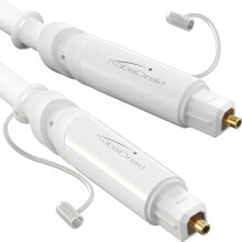 TOSLINK Cable, optical audio cable white ? 12.5m ? Fibre optic lead for soundbars (digital S/PDIF, stereo systems/amplifiers, home cinema, Xbox