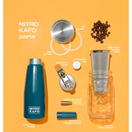 Nitro NITRO KAFO 1L Nitro Coffee Maker, Aluminum Nitro Cold Brew Coffee Machine with Special Nitro Diffuser Nozzle & Cold Brew Coffee Maker with Cold Brew 1