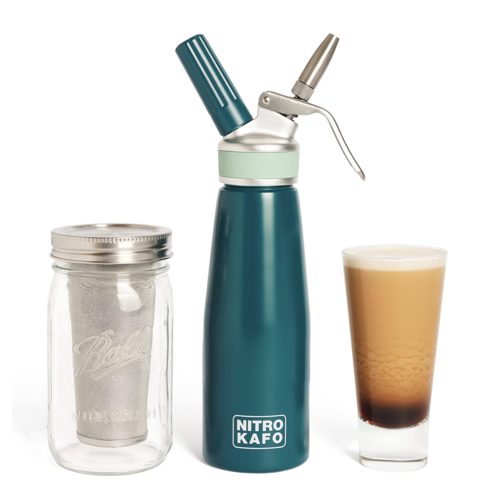 NITRO KAFO 1L Nitro Coffee Maker, Aluminum Nitro Cold Brew Coffee Machine with Special Nitro Diffuser Nozzle & Cold Brew Coffee Maker with Cold Brew