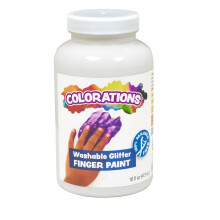Colorations Vit Tvättbar Glitter Fingermålarfärg, 16oz, Målarfärg, Tvättbar, Barnmålarfärg