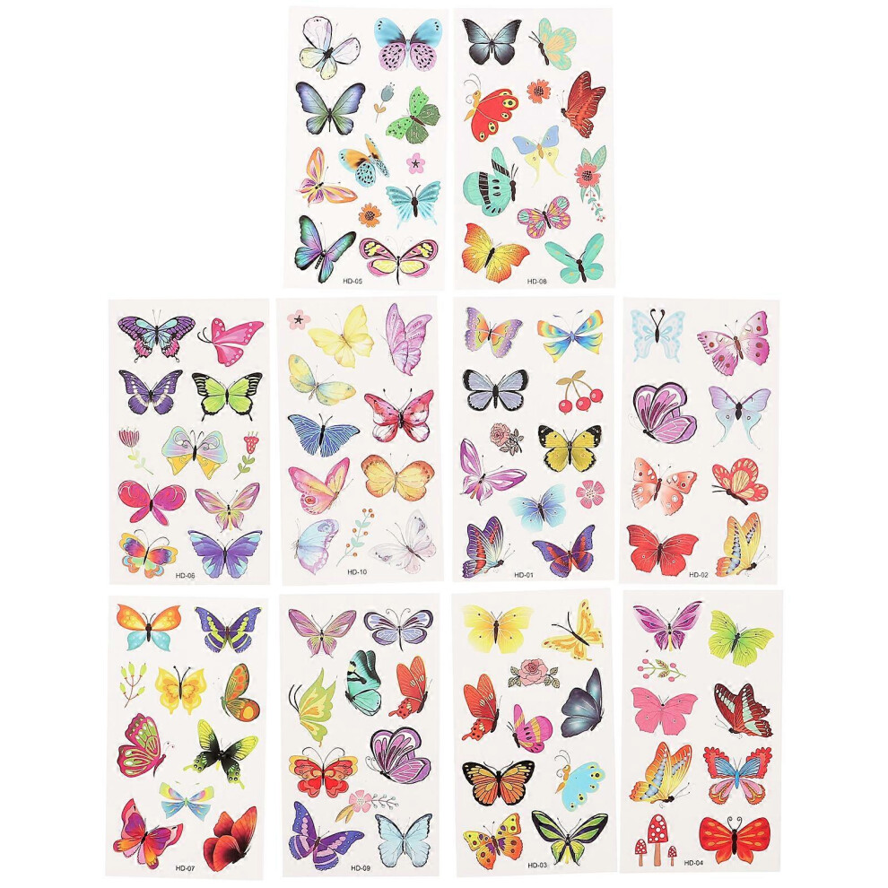 Kricely (As Show, One Size) 10 Sheets Temporary Tattoos Stickers Women Tattoos Stickers Butterfly Tattoos Stickers