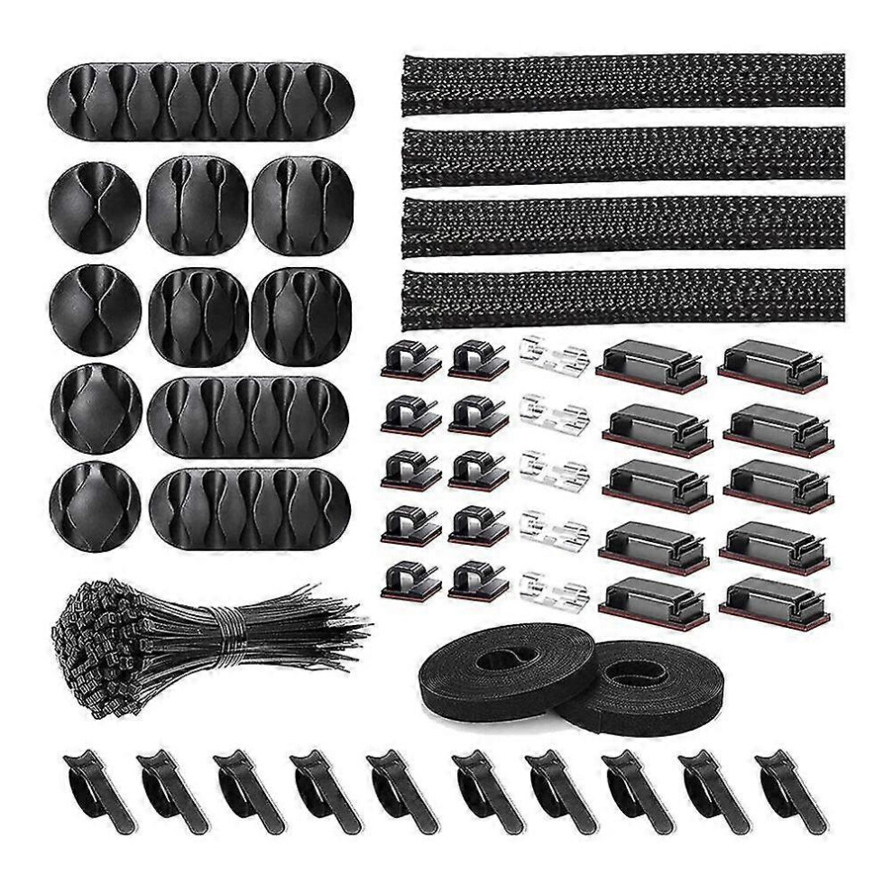 (As Show, One Size) 152 Pcs Cord Organizer Kit, Include Self Adhesive Clips, Cable Sleeves Management Clips Zoc 5093442607550