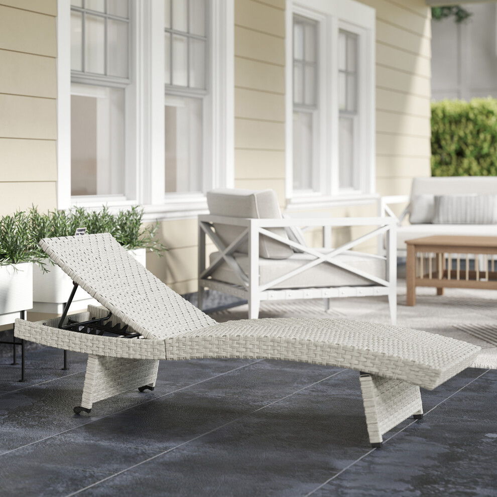 Outsunny PE Rattan Sun Lounger with 4-Level Adjustable Backrest, Grey