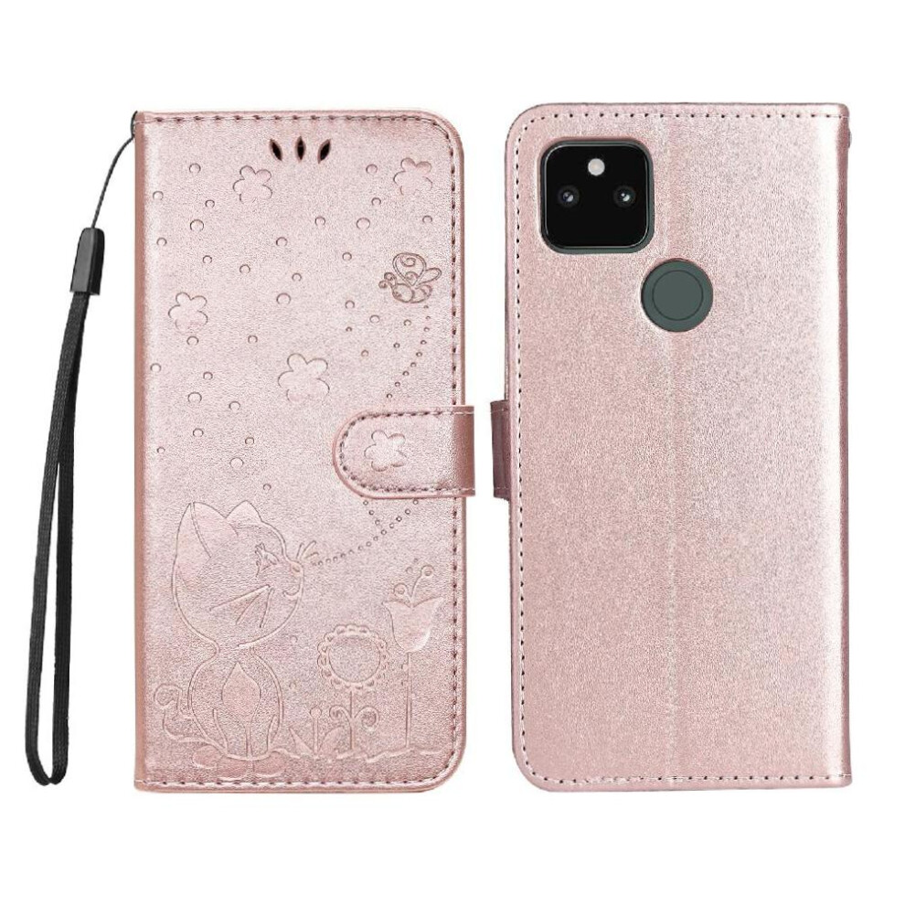 Photos - Case  Flip  for Google Pixel 5a 5g Durable Lightweight with Card Slot Design Premium Pu Leather Material Cover Slim Fit(Pink)