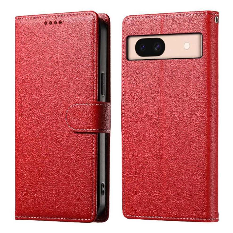 (Red) Case For Google Pixel 8A Daily Use Magnetic Closure Shockproof Card Slots Red 764490297134