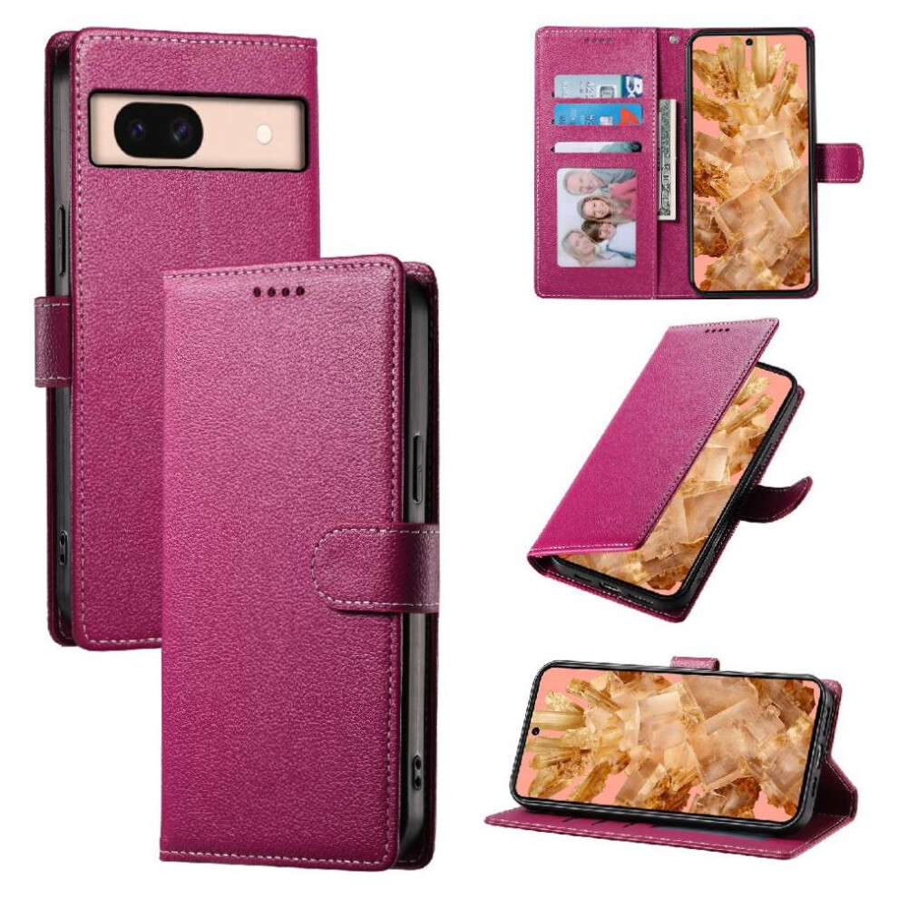 (Pink) Case For Google Pixel 8A Daily Use Magnetic Closure Shockproof Card Slots Pink 764490297127