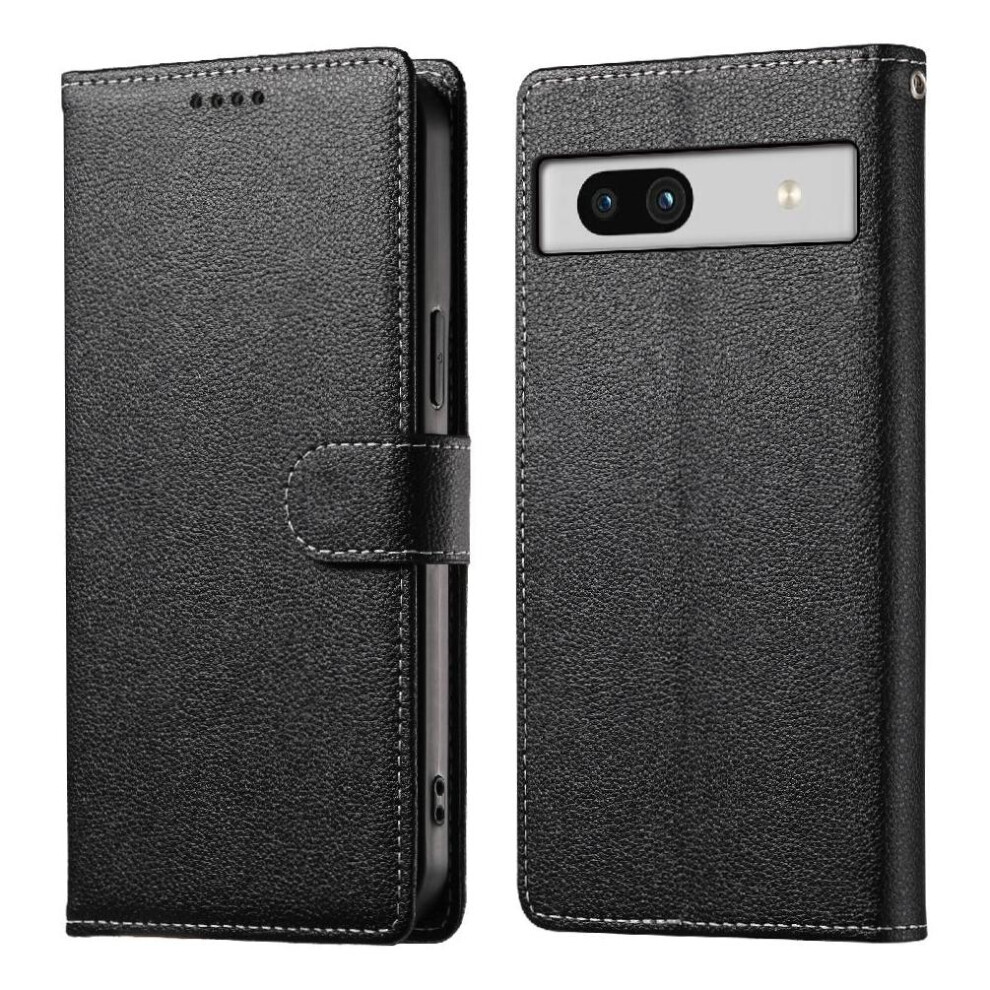 (Black) Case For Google Pixel 7A Card Slots Magnetic Closure Shockproof Daily Use Black 764490297325
