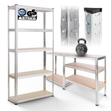 AREBOS Heavy Duty Shelf 5 Layer | 35.4 x 15.8 x 70.9 in (90 x 40 x 180 cm) | Load Capicity up to 1929 lbs (875 kg) | Boltless | Easy Assembly