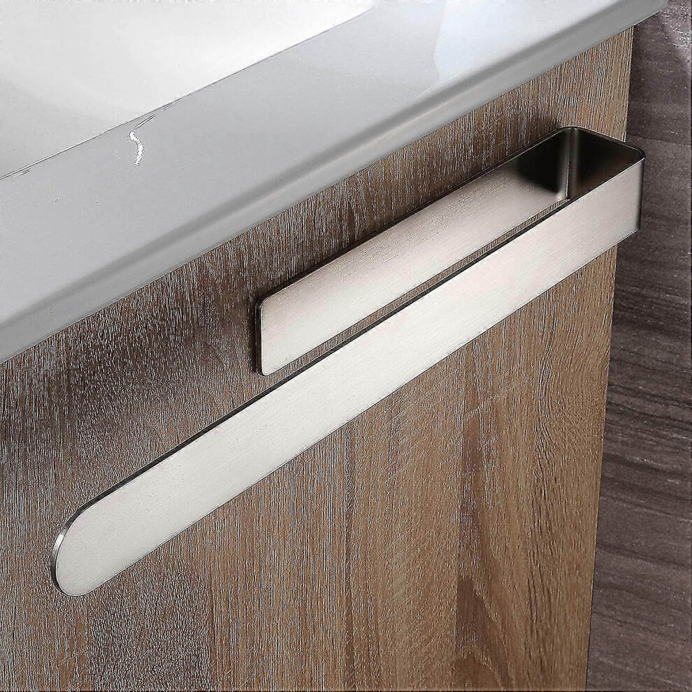 Konhill (As Show, One Size) Hair Dryer Holder Bathroom Towel Ring European Style Open Wall Self Adhesive No Drilling Ring,Sus 304 Stainless 23Cm Silver