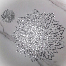 (As show, One size) Dining Table Set of 6 Pairs of Silver Metal Placemats Plastic Laminated Dining Table Decorations for Weddings, Holiday Parties