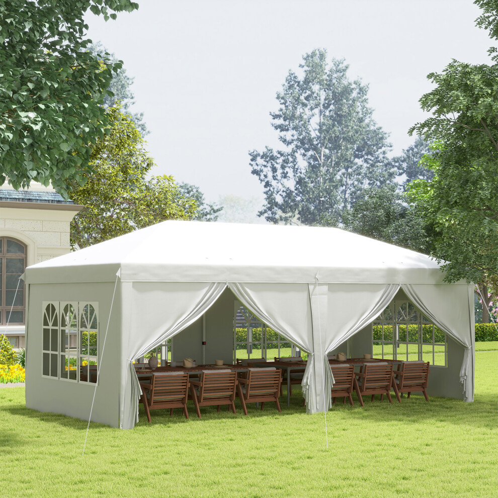 Outsunny 6x3m Pop Up Gazebo - Silver Marquee Party Tent with Sides and Windows - Image 7