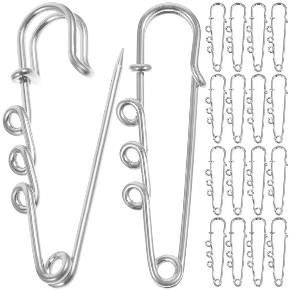 Kricely (, One Size) 50Pcs Brooch Findings Safety Pins Needles With Holes Metal Pins Brooch For Diy Silver