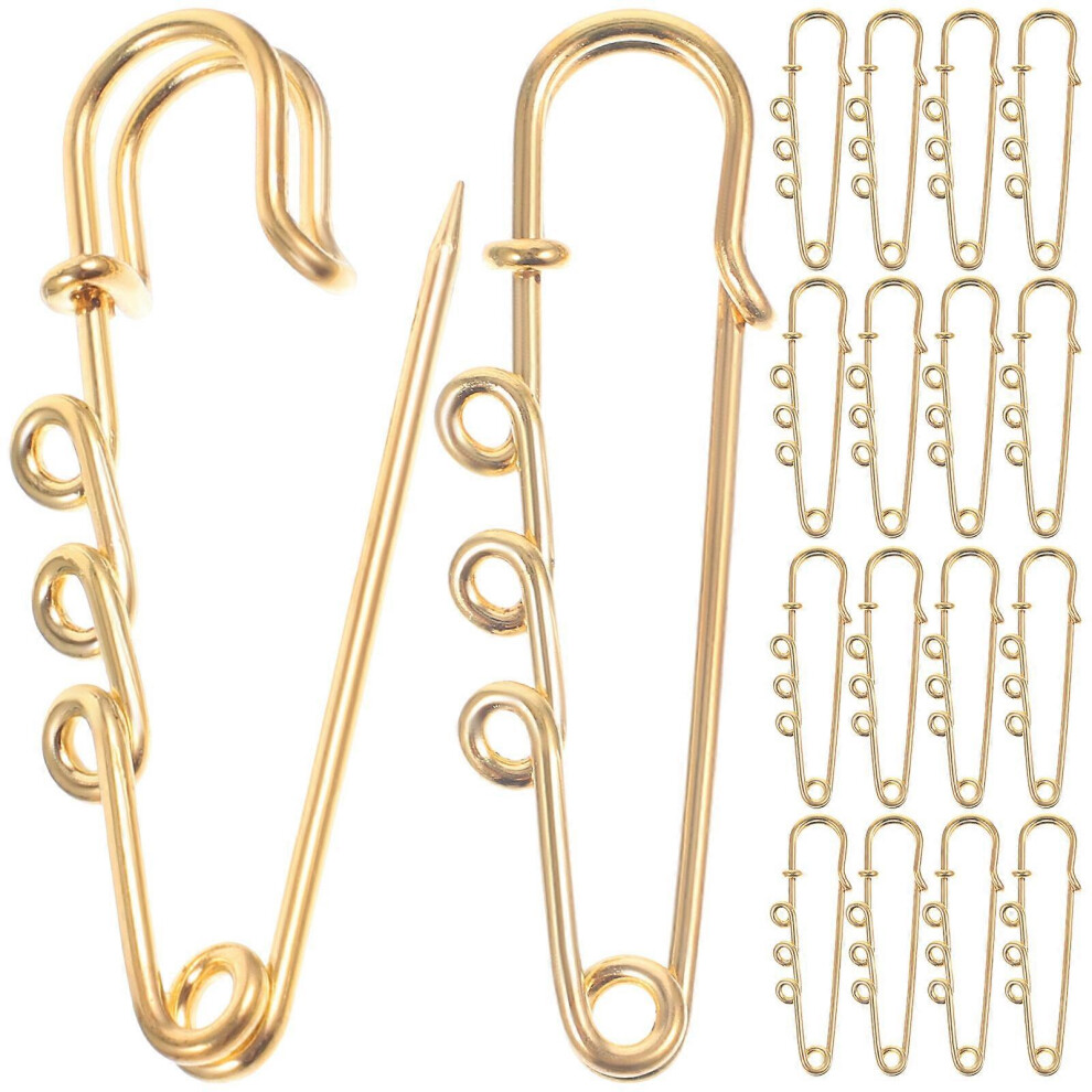 Kricely (, One Size) 50Pcs Brooch Findings Safety Pins Needles With Holes Metal Pins Brooch For Diy Golden