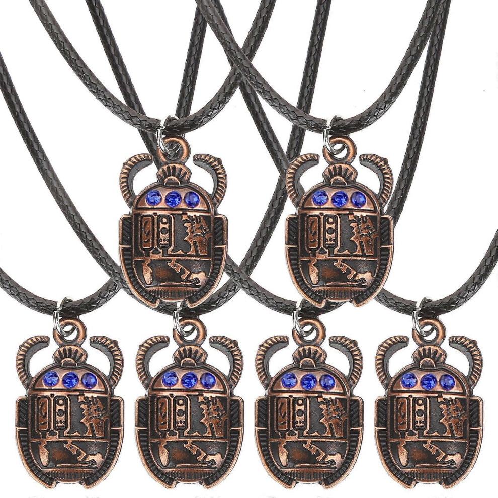 Kricely (As Show, One Size) 6Pcs Egyptian Scarab Necklace Pendant Necklace Retro Necklace Egyptian Jewelry