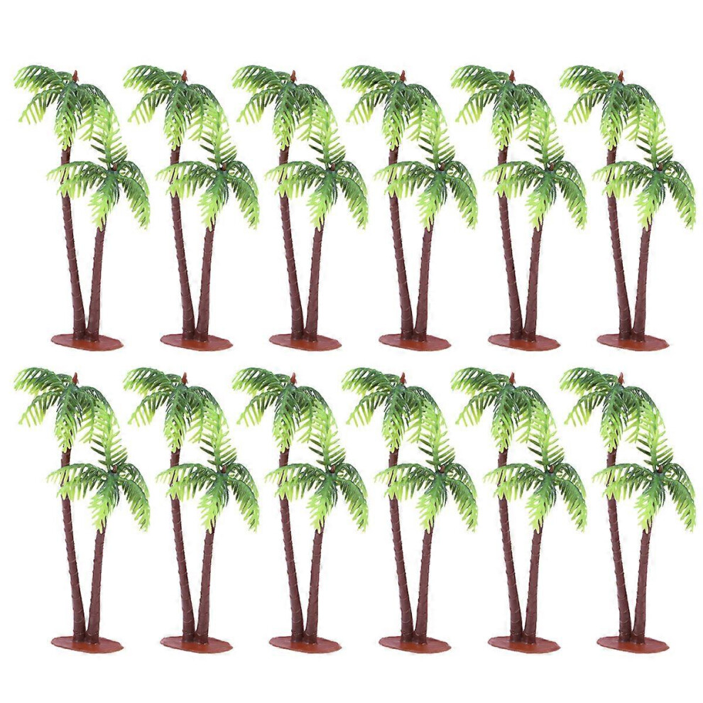 Kricely (As Show, One Size) 36Pcs Simulation Mini Coconut Tree Plastic Coconut Palm Decor Layout Props Microlandscape Figurine For Aquarium Photograph (Green) Green
