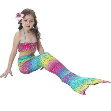(110CM, One size) Kids Girls Mermaid Tail Bikini Set Beach Swimsuit Costume