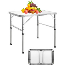 Outdoor Camping KitchenTable,Adjustable Folding Table, Portable Foldable Camping Picnic Table, Fold Up Trestle Table for Garden BBQ Party