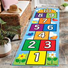 (23.62*59.06inch/60*150cm) 1pc Classic Hopscotch Velvet Bathroom Non-Slip Mat, Cartoon Printed Floor Mat, Large Play Carpet, Washable Crawling Rug