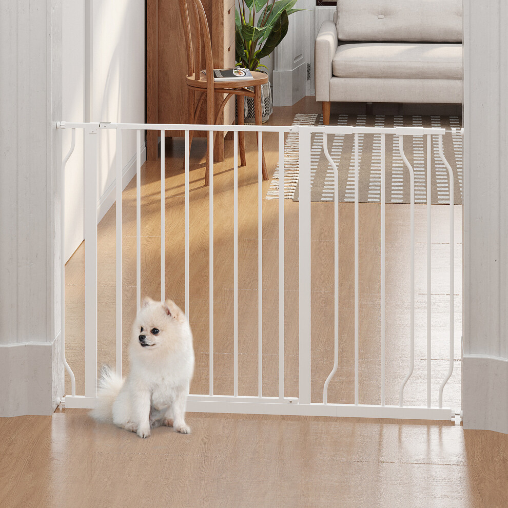 Dog Gate Wide Stair with Door Pressure Fit Cm White Safety Gates - Image 4