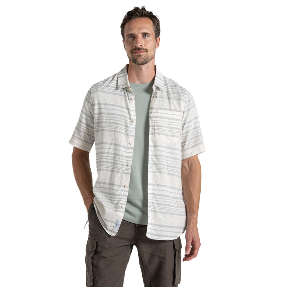 (L, Lichen Green) Craghoppers Mens Cartwright Stripe Short-Sleeved Shirt