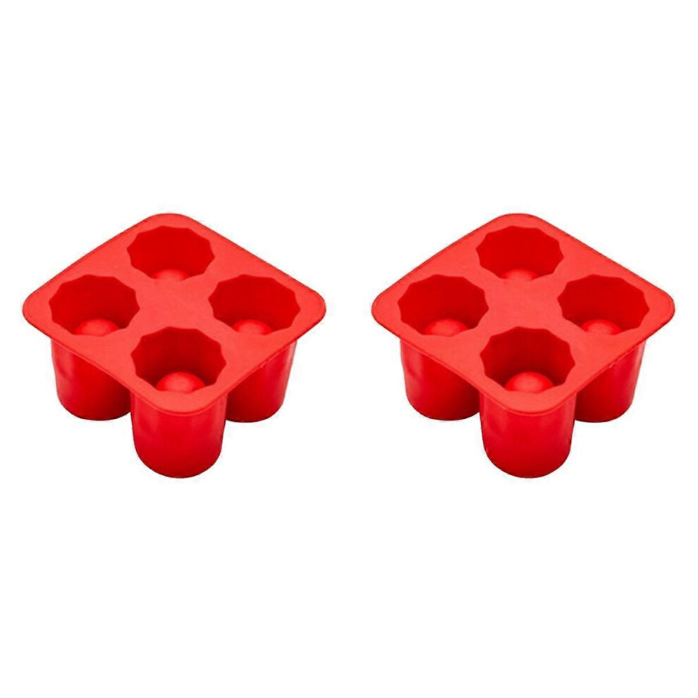 4 Cup Shape Silicone Ice Cube Mold Ice Mould Ice Cube Tray Summer Bar Party Beer Ice Cocktail Cold Drinking Tools Red