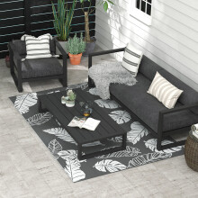 Outsunny Reversible Waterproof Outdoor Rug with Carry Bag, 182 x 274 cm, Grey - 844-790V00MX