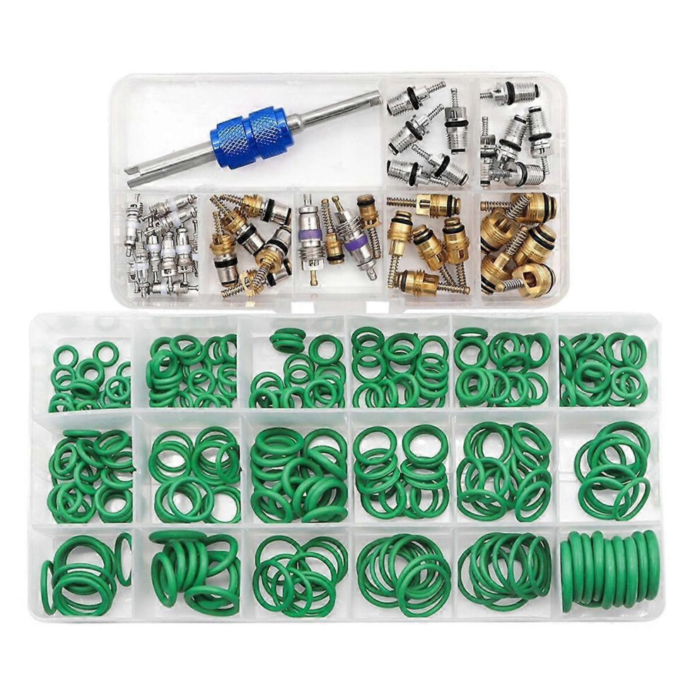 Car A/C Repair Kit 270PCS O-Ring Seals Kit + 40PCS A/C Valve Core Assortment with Remover Tool