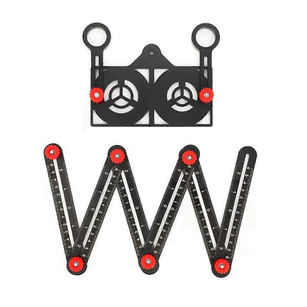 Special-Shaped Measuring Ruler Six-Fold Ruler Punch Locator Folding Ruler Woodworking Tools