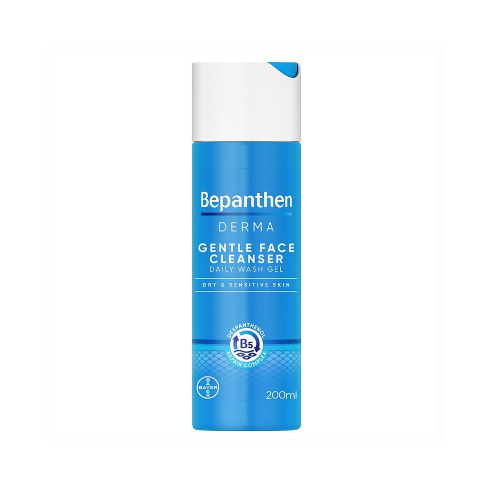Bepanthen Derma Gentle Face Cleanser Gel for Dry & Sensitive Skin 200ml | Hydrating, Non-Irritating, Soothing Skin Care for Daily Use